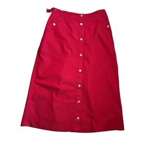 Koret City Blues Vintage Red Cotton Blend Midi Skirt Womens Classic Size 8 Snaps